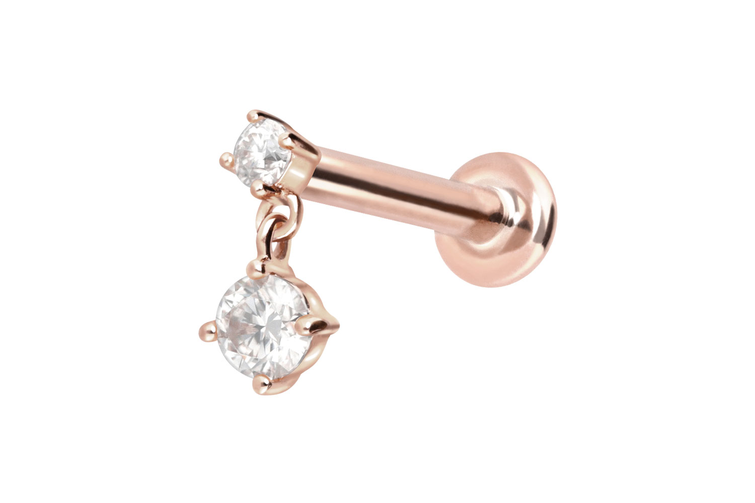 14 Karat Gold Labret Piercing mit Push Fit 2 MOISSANITE